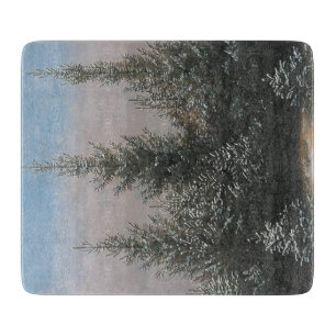 Planche À Découper Les sapins dans la neige (Scène de Noël d'hiver)