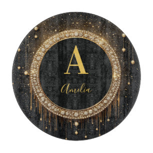 Planche À Découper Lettre de monogramme personnalisée avec paillettes