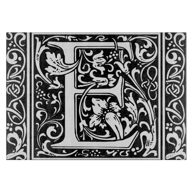 Planche À Découper Lettre E Monogramme médiéval Art Nouveau (Devant)