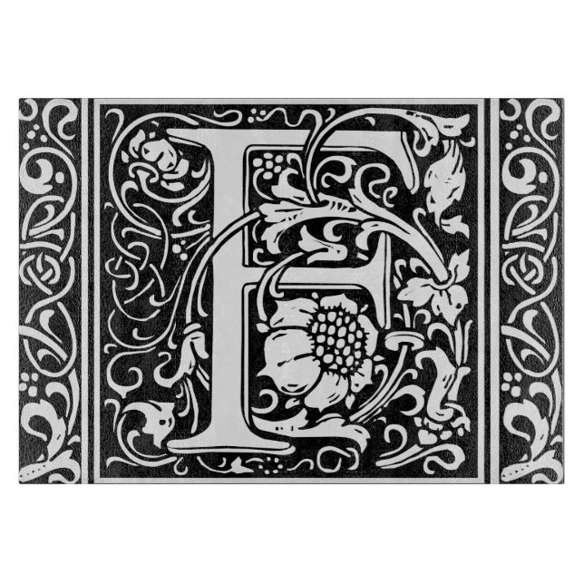 Planche À Découper Lettre F Monogramme médiéval Art Nouveau (Devant)