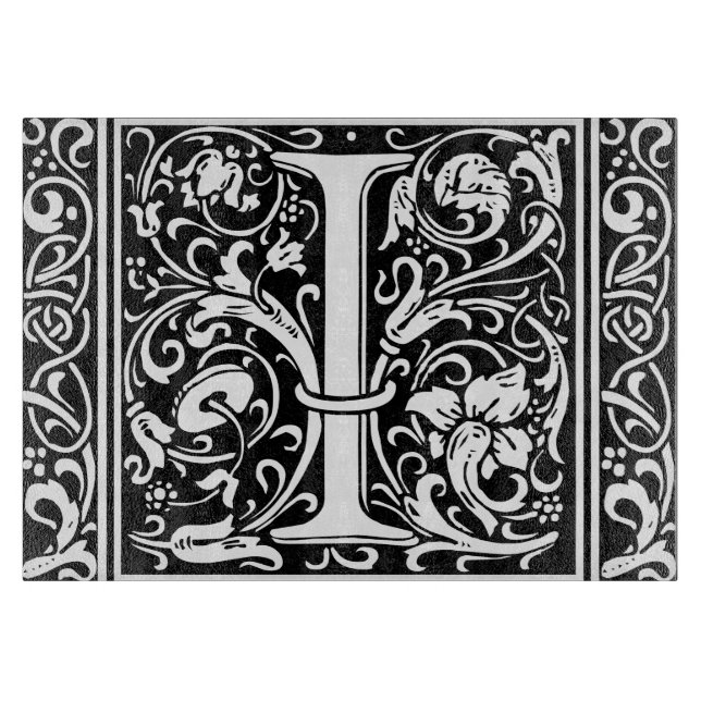 Planche À Découper Lettre I Monogramme médiéval Art Nouveau (Devant)