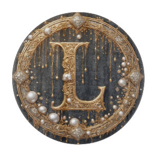 Planche À Découper Lettre initiale de monogramme doré L