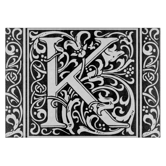 Planche À Découper Lettre K Monogramme médiéval Art Nouveau (Devant)