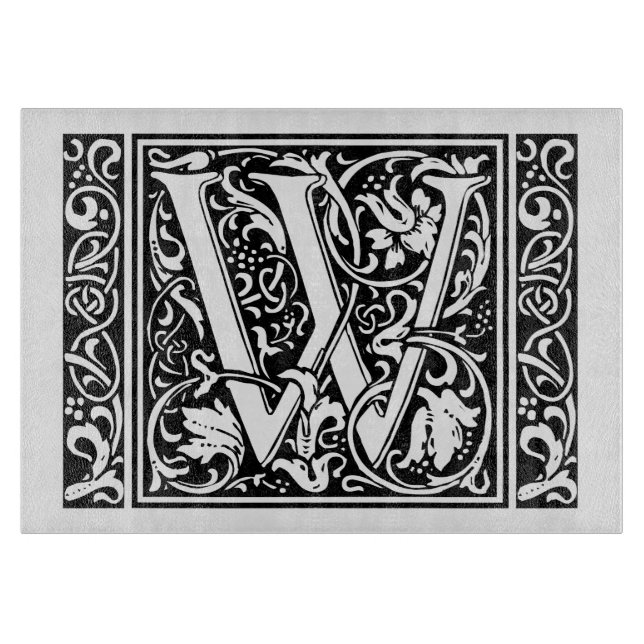 Planche À Découper Lettre W Monogramme médiéval Art Nouveau (Devant)