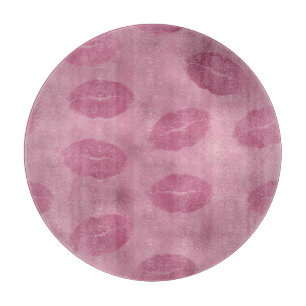Planche À Découper Lèvres en verre rose