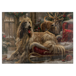 Planche À Découper Lévrier Afghan Noël Festif