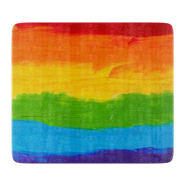 Planche À Découper LGBT Rainbow Oil Paint Cutting Board - Gay Lesbian (Devant)