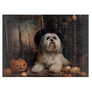 Planche À Découper Lhasa Apso Citrouille Halloween effrayant