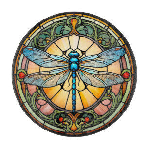 Planche À Découper Libellule Art Nouveau en Verre Coloré