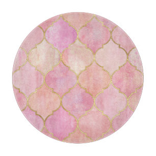Planche À Découper Ligne d'or marocaine : Aquarelle rose