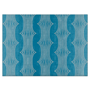 Planche À Découper Lignes blanches Abstraites rétro sur Motif bleu