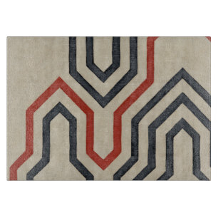 Planche À Découper Lignes graphiques oranges et bleues