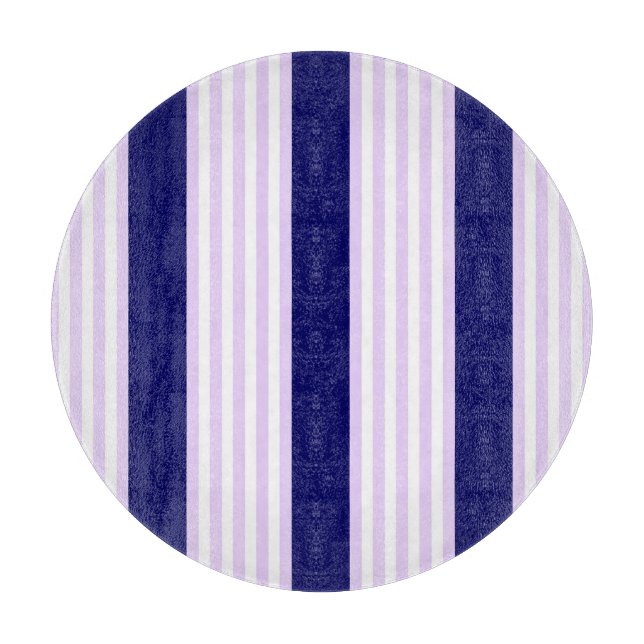 Planche À Découper Lilac et rayures blanches motif avec bleu marine (Devant)