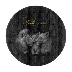 Planche À Découper Lion Family Love - Black & White Art