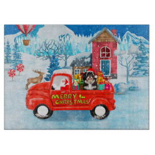 Planche À Découper Livraison de Noël de chien Havanais Camion neige
