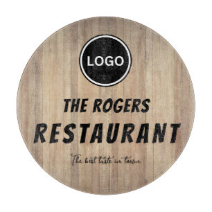 Planche À Découper Logo de restaurant d'entreprise en bois rustique