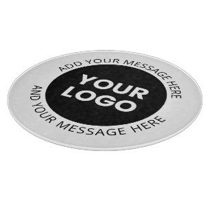 Planche À Découper Logo d'entreprise et texte modifiable blanc et noi