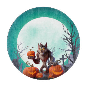 Planche À Découper Loup-garou et citrouilles d'Halloween