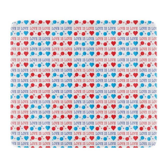 Planche À Découper LOVE est une citation LOVE en rouge et bleu (Devant)