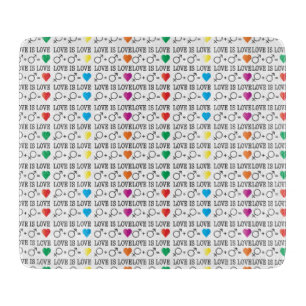 Planche À Découper LOVE is LOVE citation d'égalité en couleurs arc-en