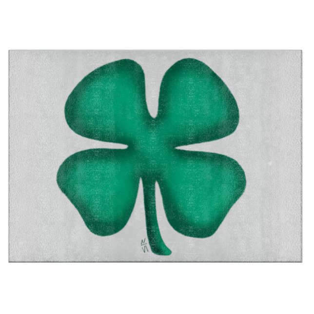Planche À Découper Lucky 4 Leaf Irlandais Clover de verre (Devant)