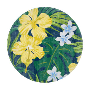 Planche À Découper Luna Hibiscus Garden Hawaiian - Jaune et Marine