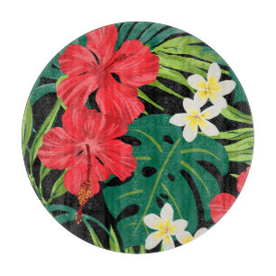 Planche À Découper Luna Hibiscus Garden Hawaiian - Rouge et Noir