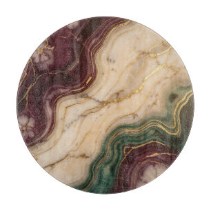 Planche À Découper Luxueux Bourgogne Émeraude Vert Marbre Floral 