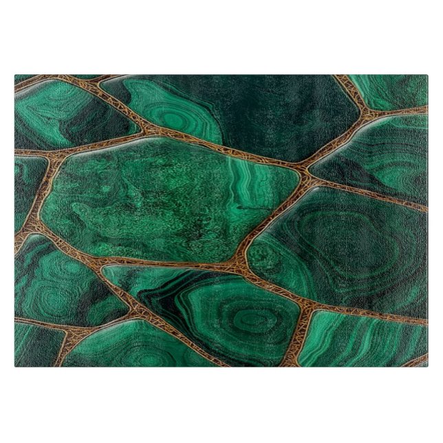Planche À Découper Luxury Emerald Malachite Green Marble Abstract (Devant)