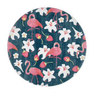 Planche À Découper Lys Flamant rose : Design Vintage tropical.