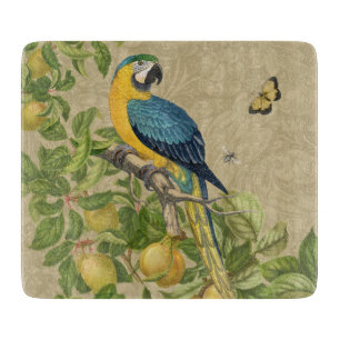 Planche À Découper Macaw Blue Jaune Tropical Jungle Antique