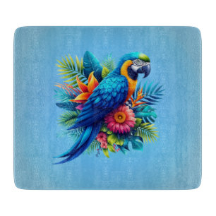 Planche À Découper Macaw tropicale bleue et colorée