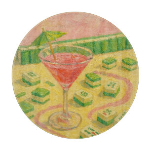 Planche À Découper Mahjong Chic Peinture Cocktail 