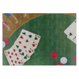 Planche À Découper Main de Poker gagnante six à dix