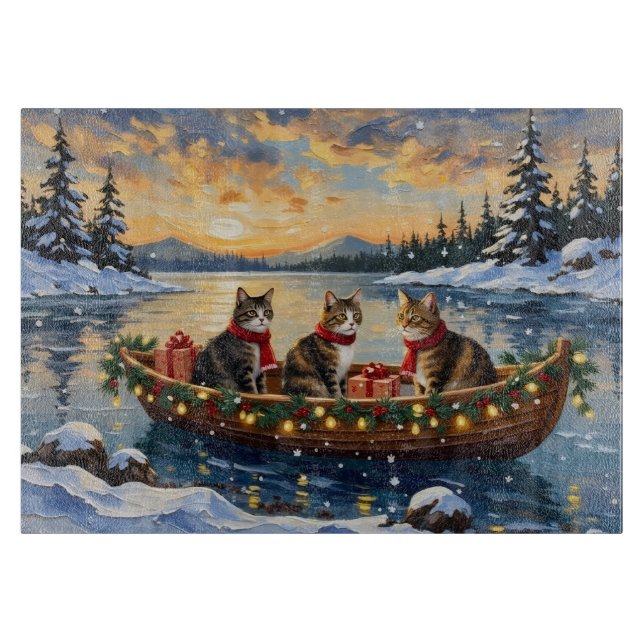 Planche À Découper Maine Coon Cat Christmas Boat Holiday (Devant)