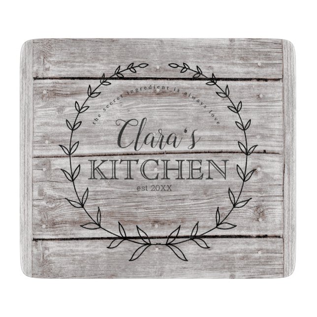 Planche À Découper Maison de ferme personnalisée Bois Patiné rustique (Devant)