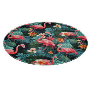 Planche À Découper Maison de plage carrelée rose flamingo modèle