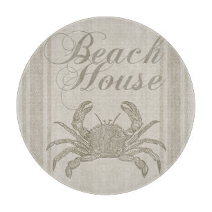 Planche À Découper Maison de plage crabe rivage côtier vintage