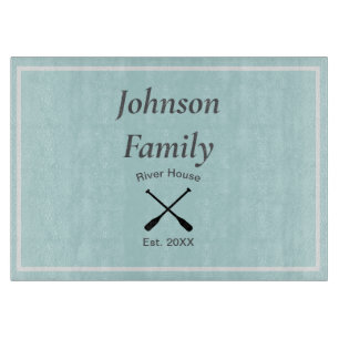 Planche À Découper Maison de rivière nom de famille personnalisé anné