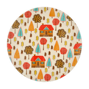 Planche À Découper Maisons Forest Vintage Motif sans couture