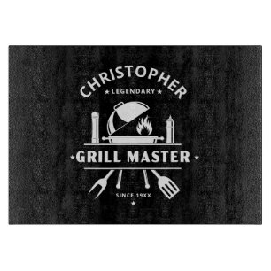 Planche À Découper Maître de Grill Légendaire Nom personnalisé Noir