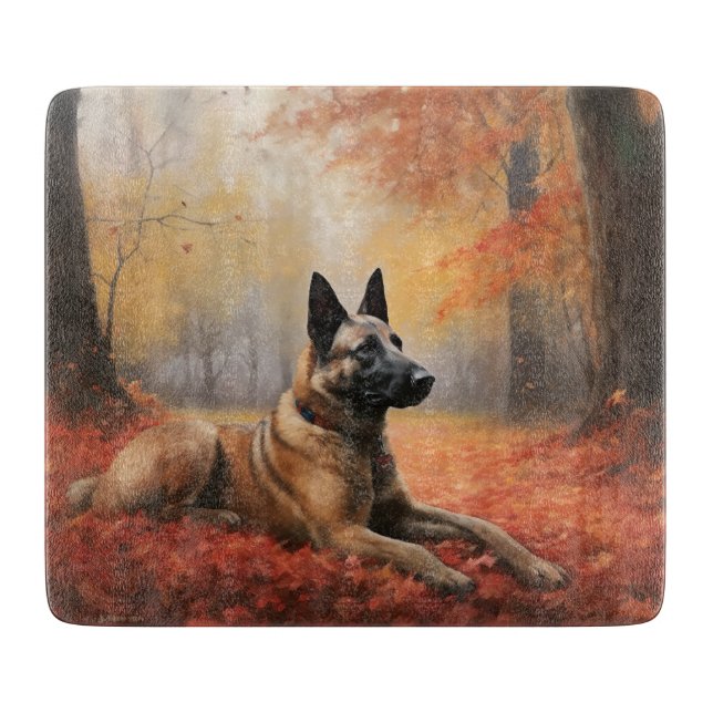 Planche À Découper Malinoi belge en automne Leaves Fall Inspire (Devant)