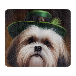 Planche À Découper Malti Tzu Chien en Robe de la Saint Patrick
