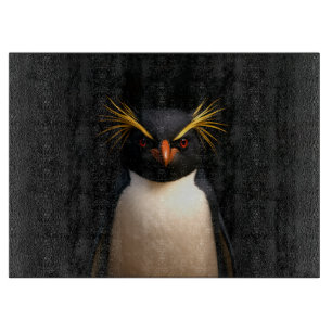 Planche À Découper Manchot Rockhopper sur panneau de verre Black 4 Lu