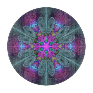 Planche À Découper Mandala De Centre Coloré Fractage Art Avec Rose