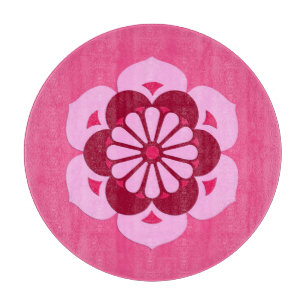 Planche À Découper Mandala de la fleur de lotus, rose fuchsia et burg