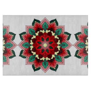 Planche À Découper Mandala Motif 02 en carton rouge