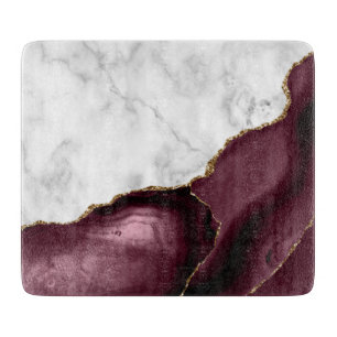 Planche À Découper Marbre Blanc Agate de Bourgogne Doré