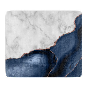 Planche À Découper Marbre blanc Marine Blue Agate Rose Parties scinti
