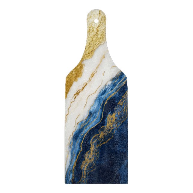 Planche À Découper Marbre bleu marine de luxe et feuille d'or (Devant)